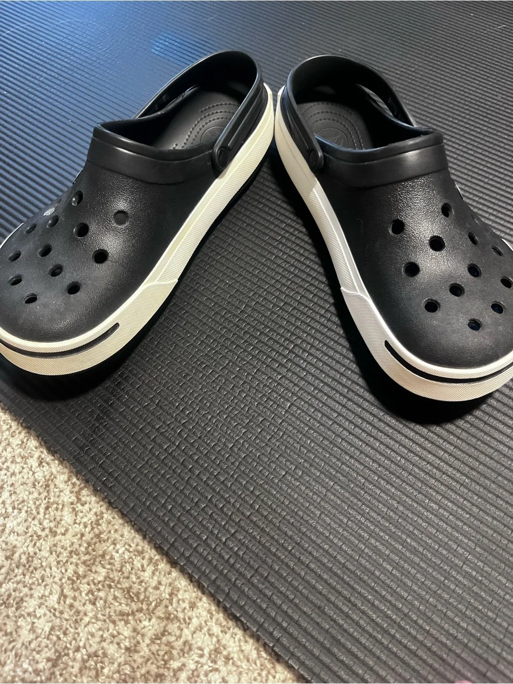 Crocs Crocband Platform Clogs Black White Men’s Size 13 Slip On Comfort Shoes